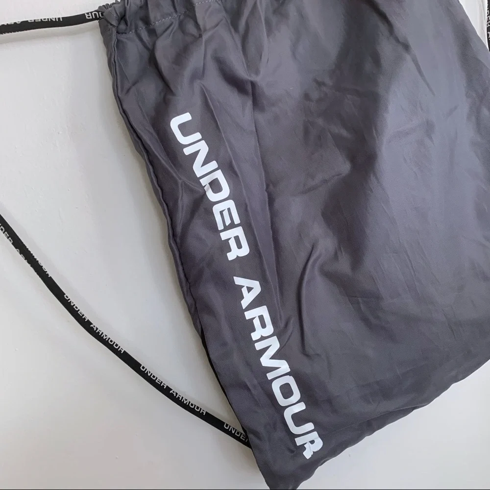 Under Armour Drawstring Bag Gym Gray White Workout Backpack Daypack School Y2K